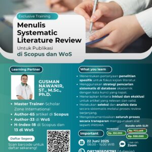 EXCLUSIVE TRAINING: Menulis Systematic Literature Review untuk Publikasi di Scopus dan WoS